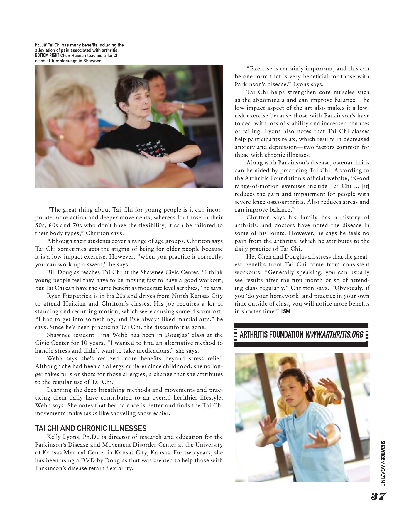 Page 37 of the Fall 2010 Shawnee Magazine feature A Healthful Move